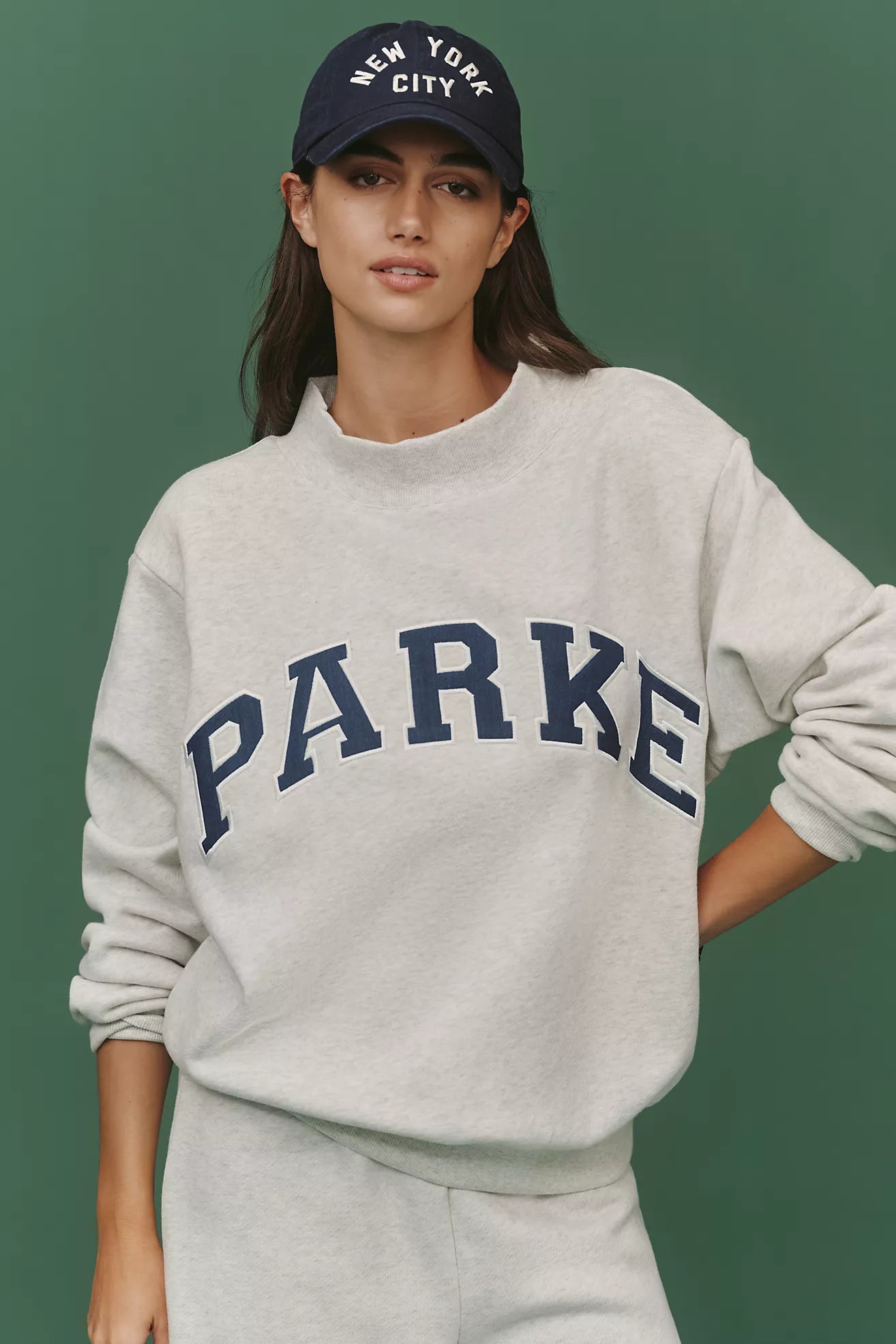 PARKE Varsity Mock-Neck Sweatshirt GRAY