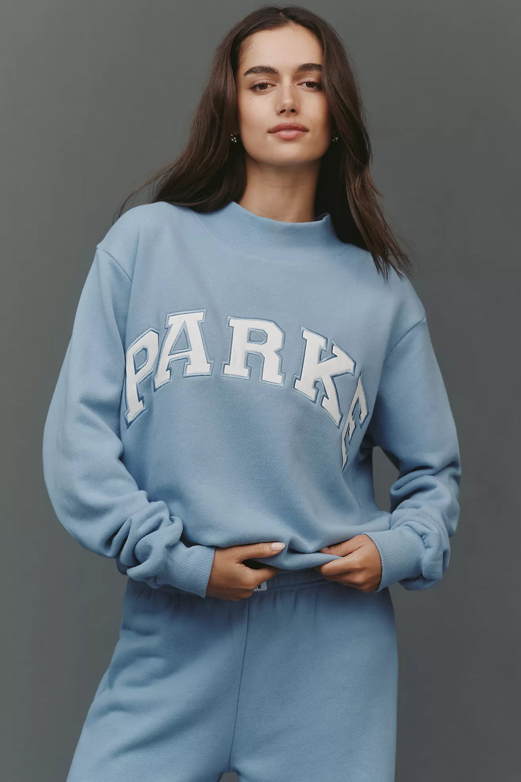 PARKE Varsity Mock-Neck Sweatshirt SKY