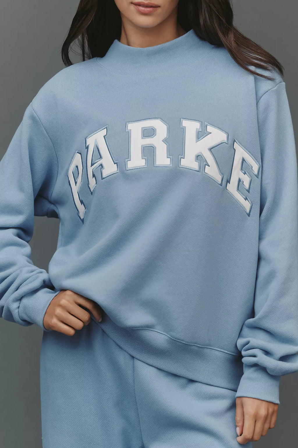 PARKE Varsity Mock-Neck Sweatshirt SKY