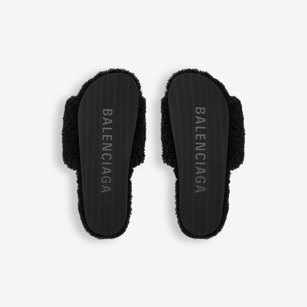 Balenciaga Women's Furry Open Mule in Black