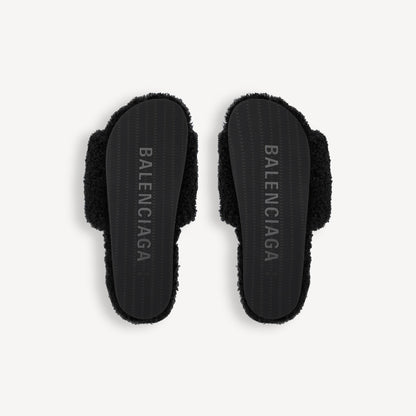 Balenciaga Women's Furry Open Mule in Black