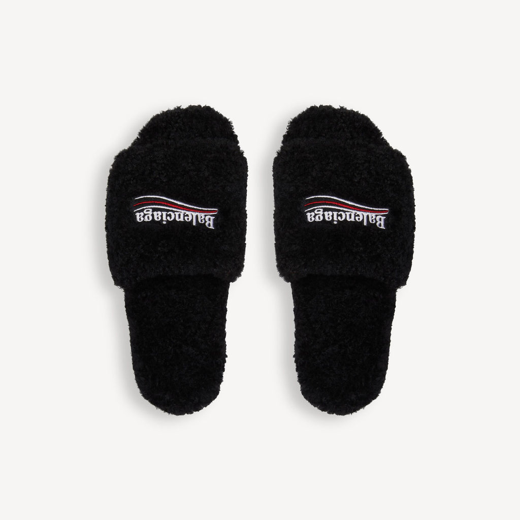 Balenciaga Women's Furry Open Mule in Black