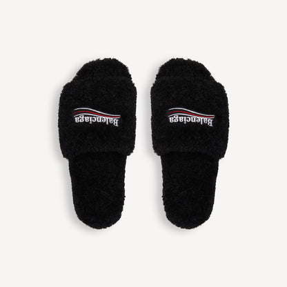 Balenciaga Women's Furry Open Mule in Black