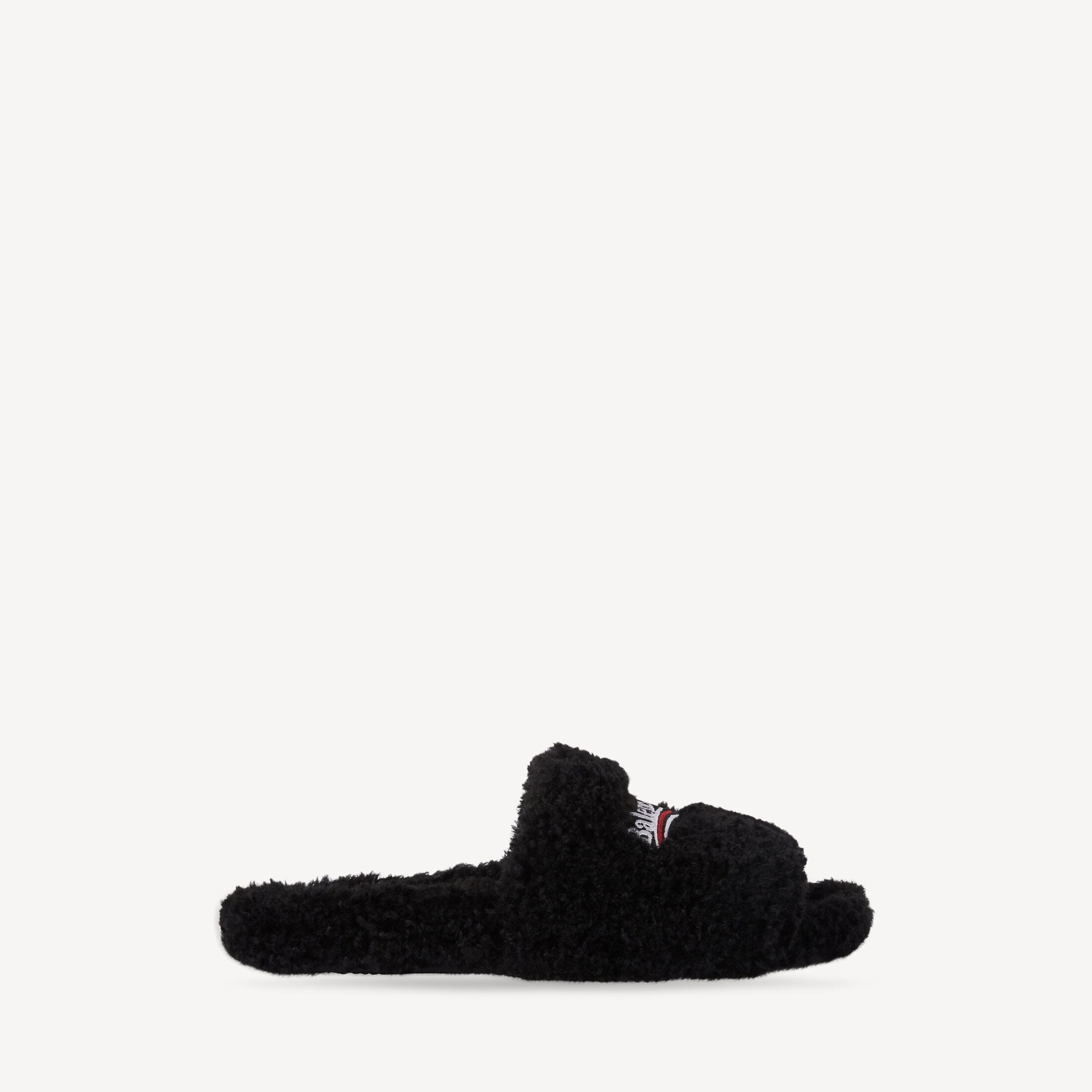 Balenciaga Women's Furry Open Mule in Black