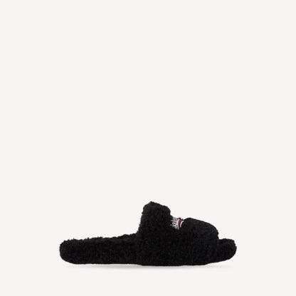 Balenciaga Women's Furry Open Mule in Black