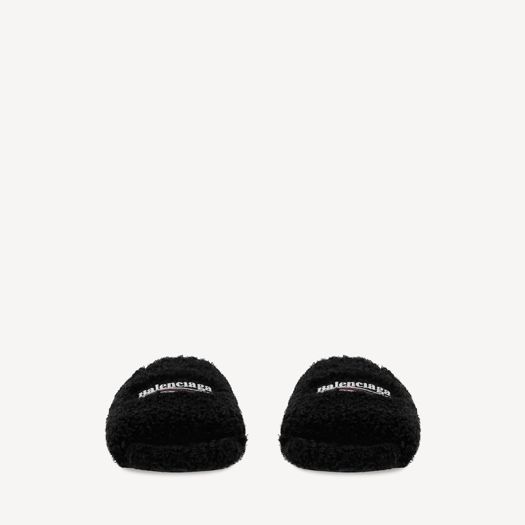 Balenciaga Women's Furry Open Mule in Black