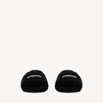 Balenciaga Women's Furry Open Mule in Black