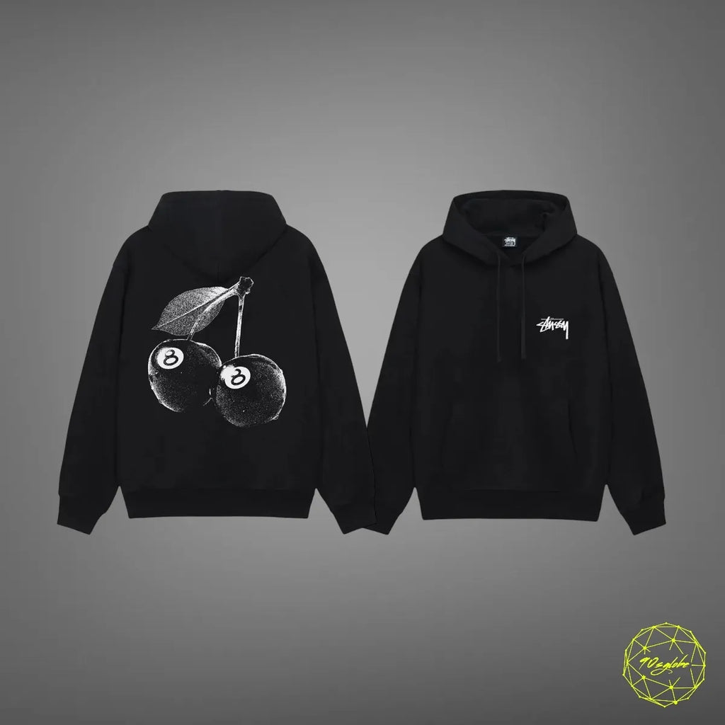 Stüssy Cherries drawstring hoodie Black/White