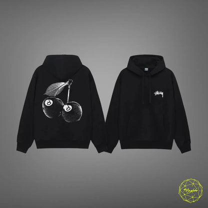 Stüssy Cherries drawstring hoodie Black/White