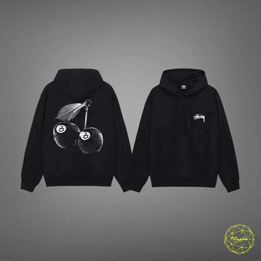 Stüssy Cherries drawstring hoodie Black/White