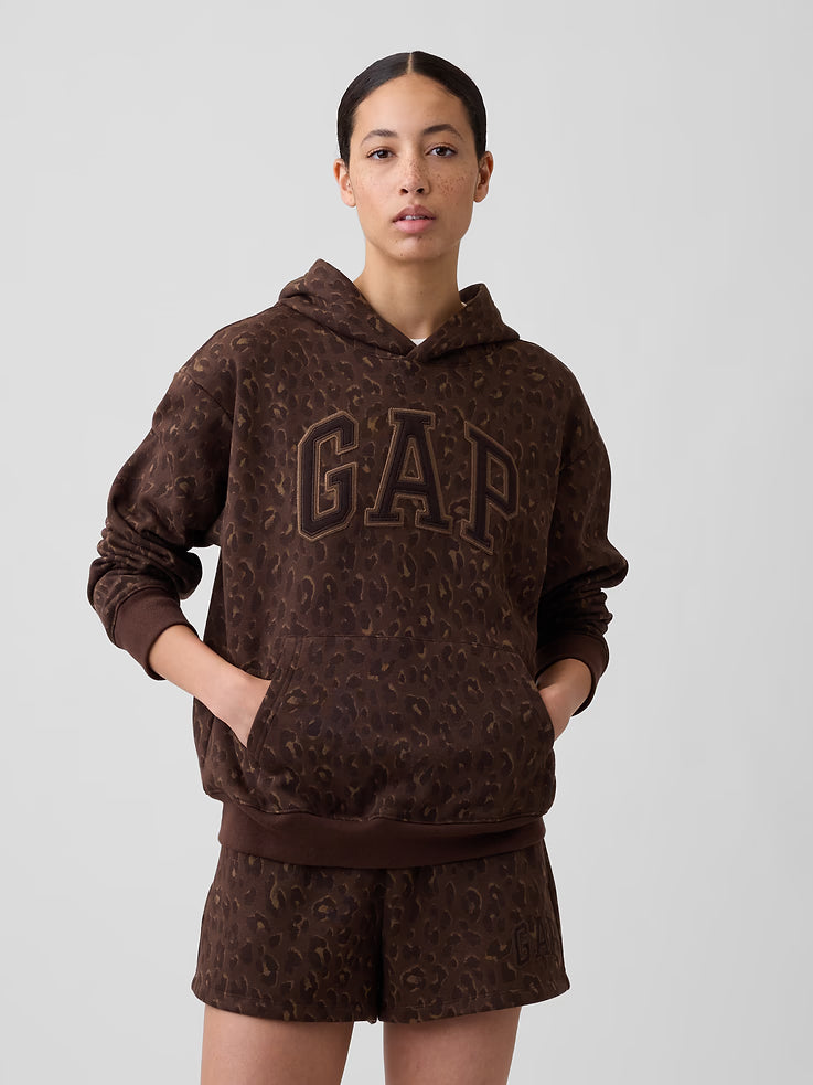 Relaxed Gap Logo Hoodie Cheetah Print